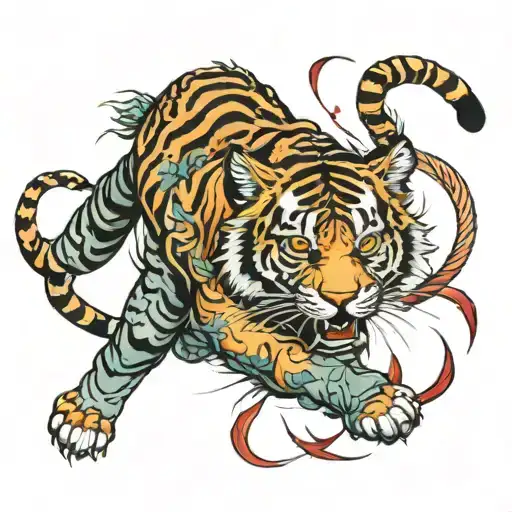 Tiger Fighting Panther