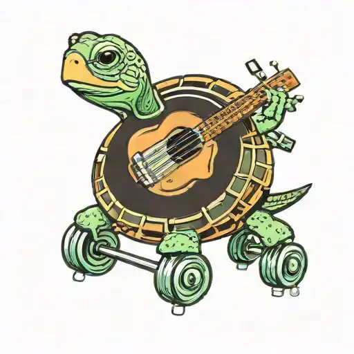 Turtle On Rollerskates Playing The Ukulele