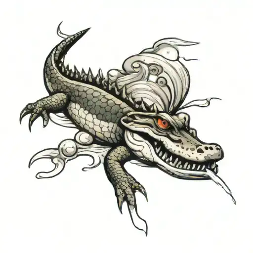 3D Alligator Swimming With Shadow