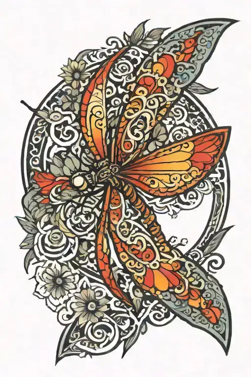 Dragon Fly Mandala Design Incorporating