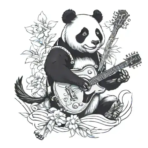 Panda Playing A Guitar