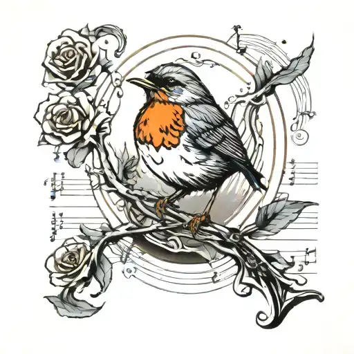 Robin Singing Musical Notation