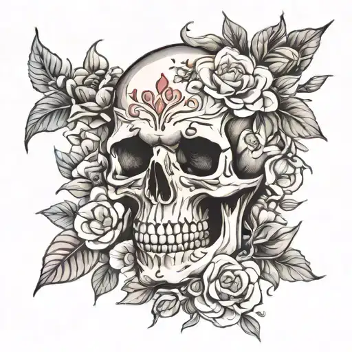 Skull And Flowers