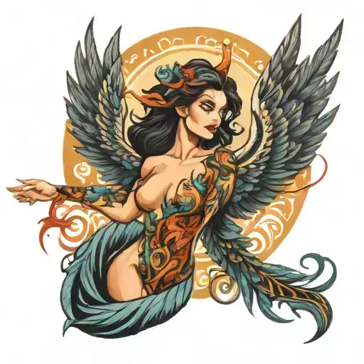 Feminine Phoenix Rising Woman Posing