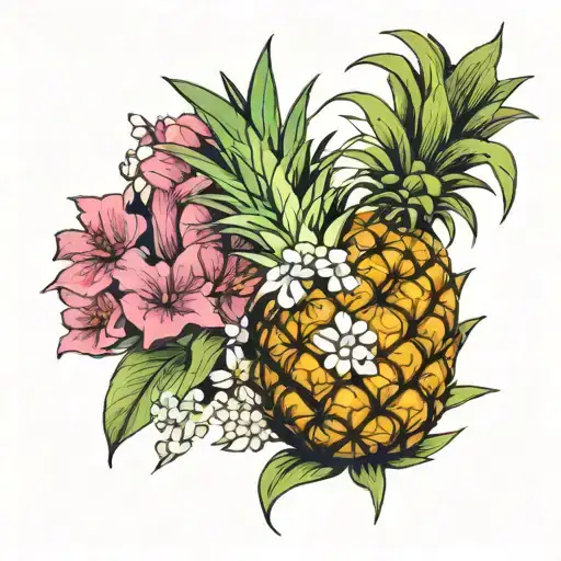 Pineapple And Wildflowers Including The Aries And Scorpio Zodiac