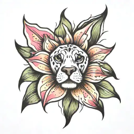 Paw Print With Lily Flower