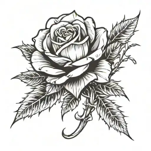 Thorny Rose Looping Around Arm From Forearm To Bicep With Family Names
