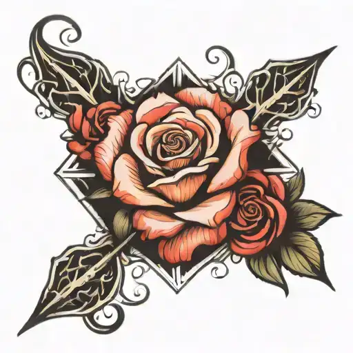 Cross And Rose Intertwined