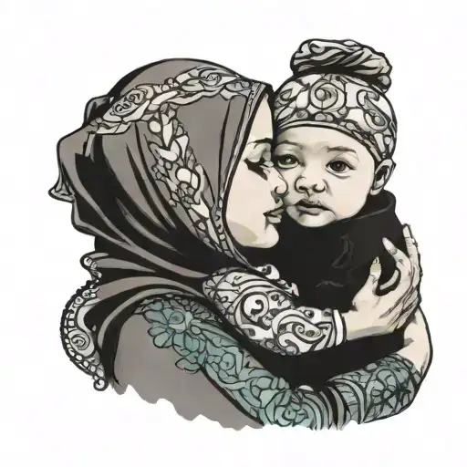 Woman In Hijab Holding Baby