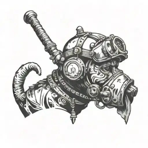 Dog With Full Head In Divers Helmet