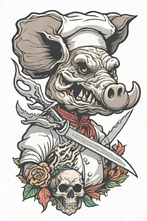 Chef Knife Morphing Skull Pig