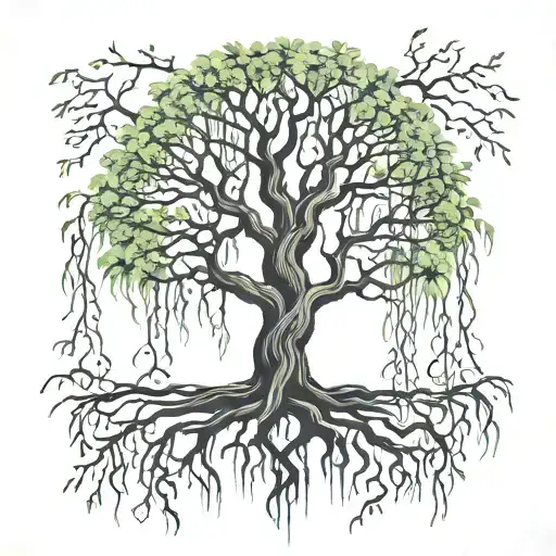 Weeping Willow Tree With Roots