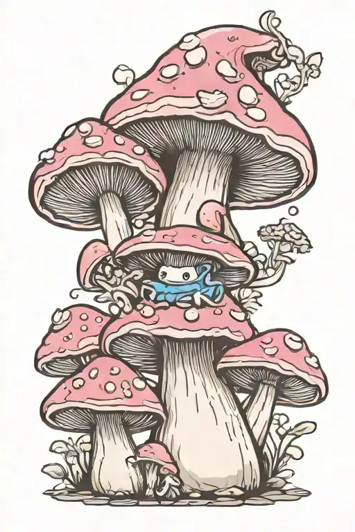 Mushrooms Papa Smurf Pink Flyod Album Cover
