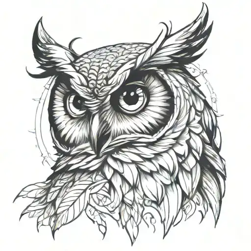 Owl Sketch Style Portrait