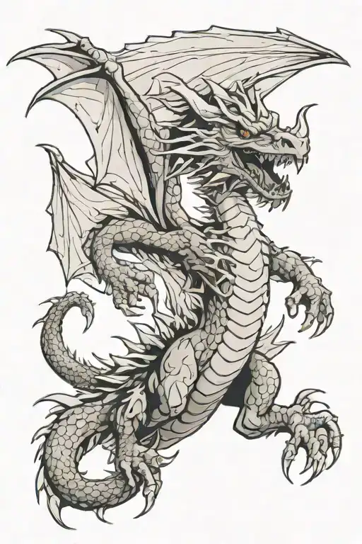 Dragon Roaring With A Puffed Out Chest That Is A Full Body Design Fitted To The Upper Arm