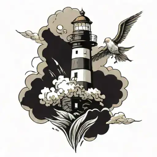 Lighthouse In Storm