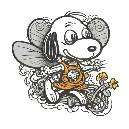 Snoopy With Wrench And Butterfly