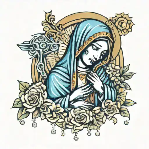 Mother Mary With Rosary
