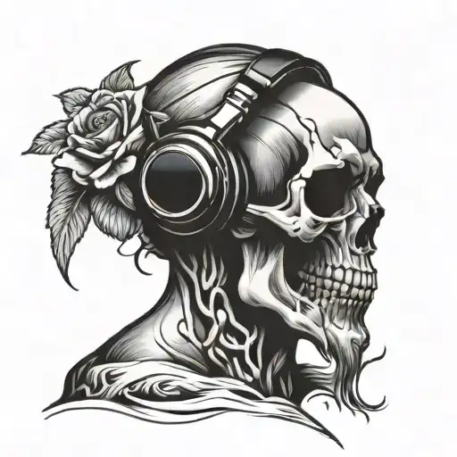 Skull Wearing Headphones