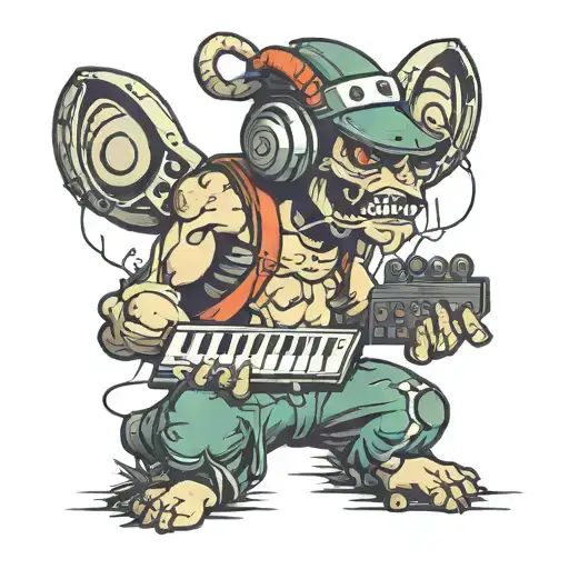 Angry Mushroom Guy With Gamer Headphones Holding A Broken Keyboard