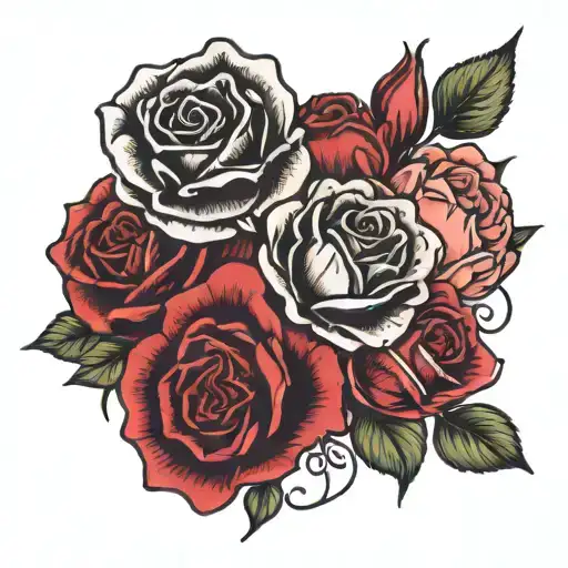 Rose And Carnation Nanna Written Vertically