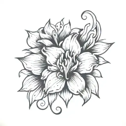 Paw Print With Lily Flower