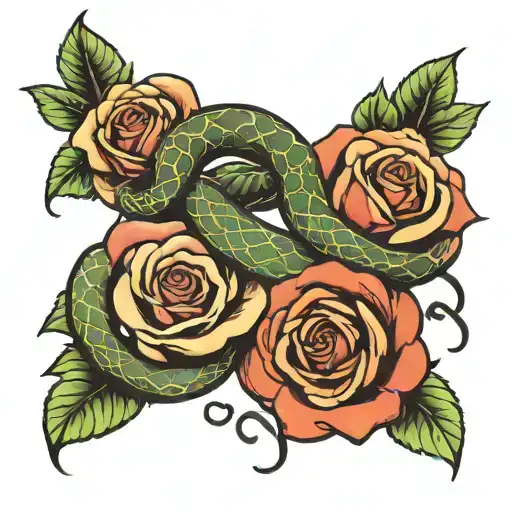 Roses With Snake Intertwined