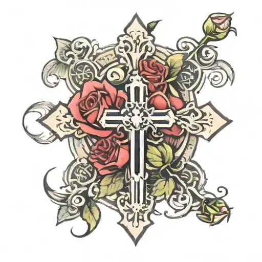 Cross With Rose Inside