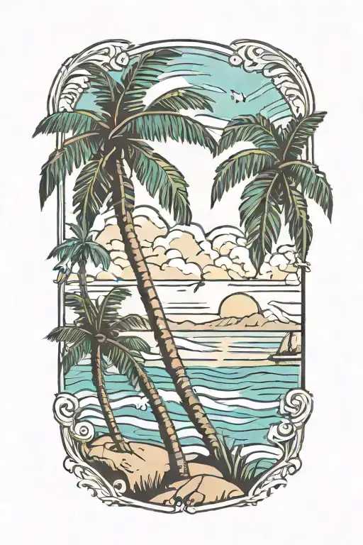 Palm Trees And The Beach