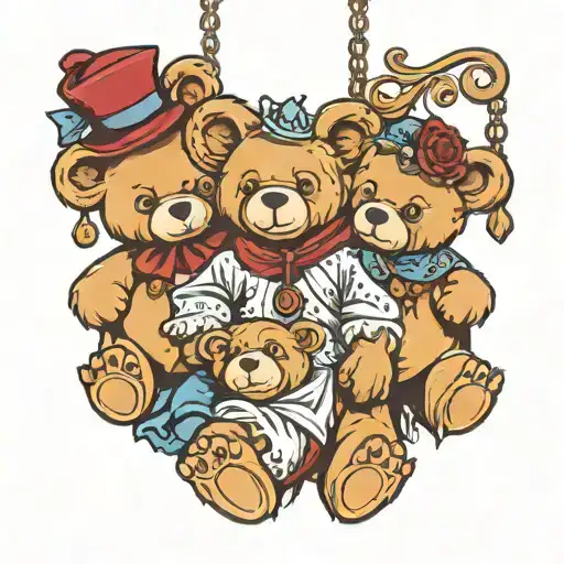 Teddy Bear Family Hanging From The King
