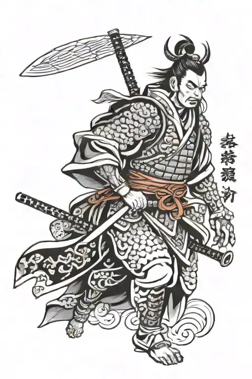 Samurai With Japanese Words