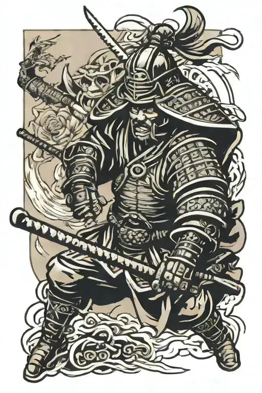 Samurai And Hockey Player