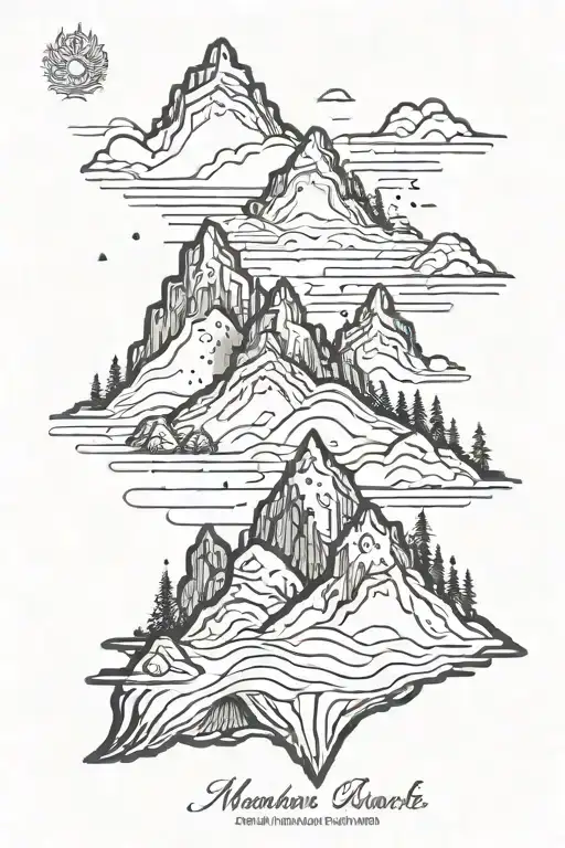 Mountain With Moorpank In Simple Design In Smallest Size