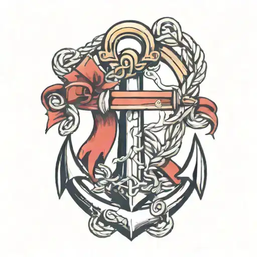 Anchor With Ribbon Intertwined