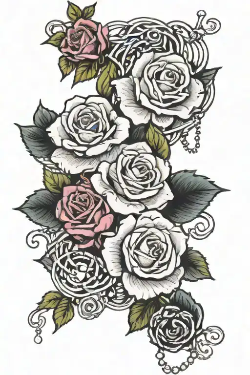 Roses Tangled With A Rosary Around The Arm