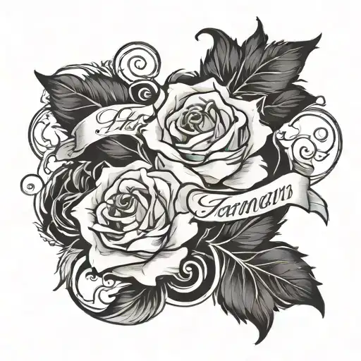Harman Name With Rose Intertwined