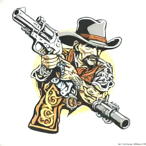 Western Outlaw With Glocks