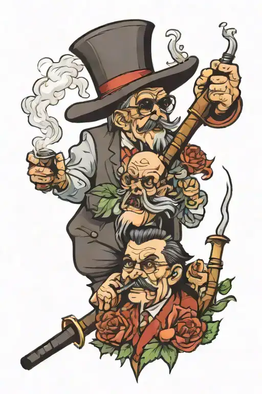 Me And Father Who Is Holding Smoke Pipe