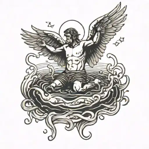 A Man Drowning Angel Reaching