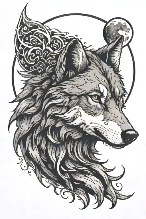 Wolf And Moon