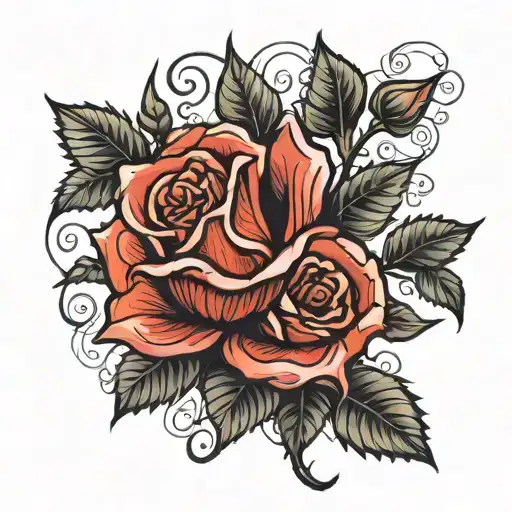 Rose With Stem And Thorns Beautiful Design Incorporating Elements