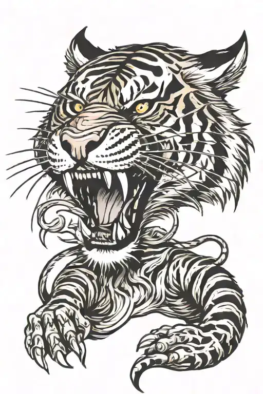 Tiger Mouth Open Claws