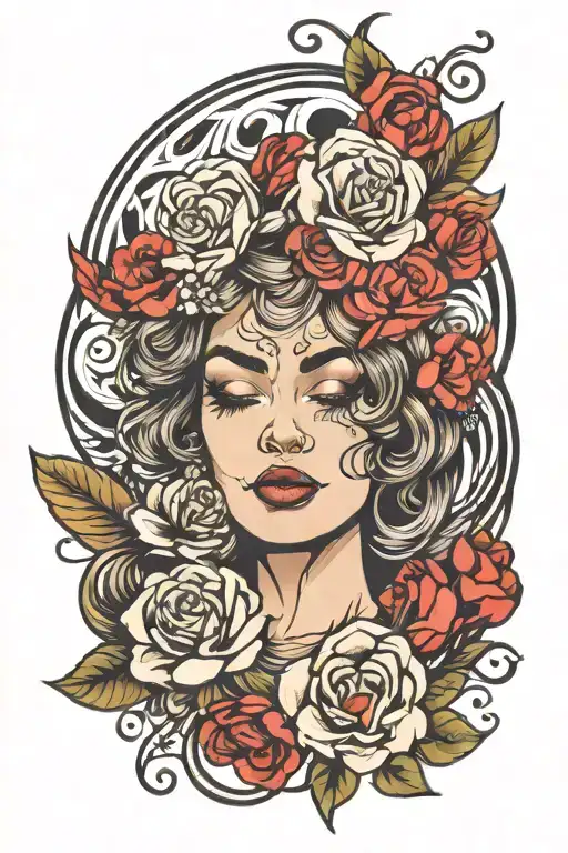 Flower Crown And Flowy Lines