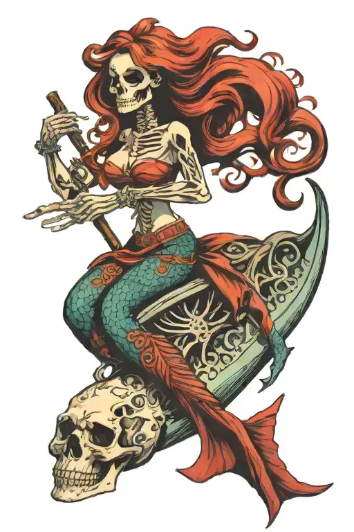 Mermaid Skeleton Riding