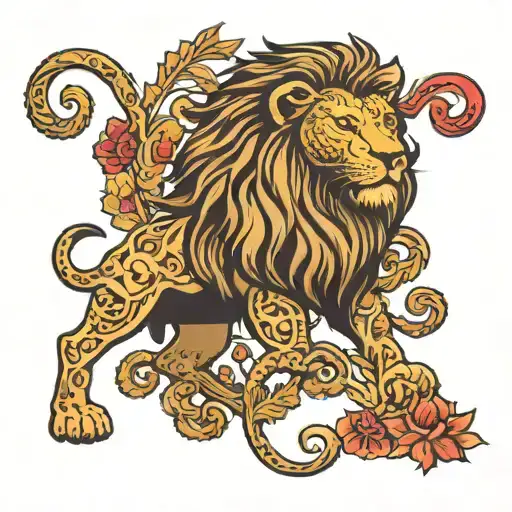 Lion And Belarusian Ornament