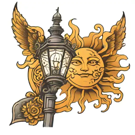 Sun With Lamp Post