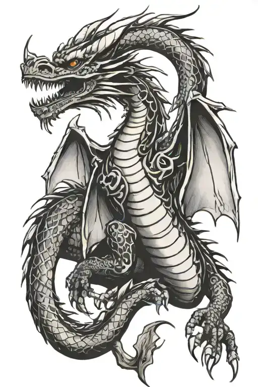 Dragon With One Wing Up And One Wing Down