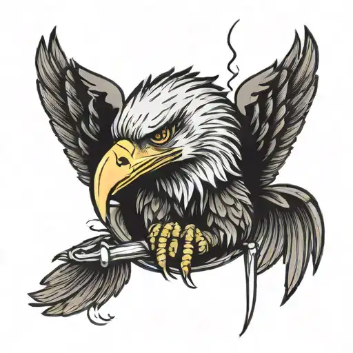 An Eagle Holding A Dildo In Its Claws All Black