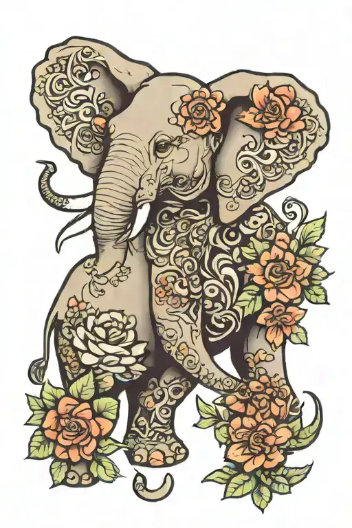 Elephant And Flower