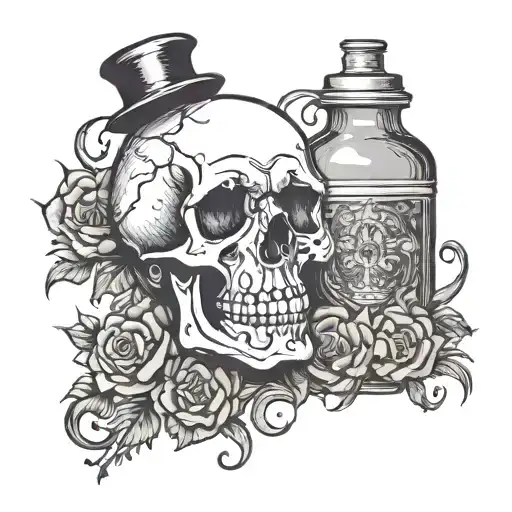 Skull And Ink Bottle